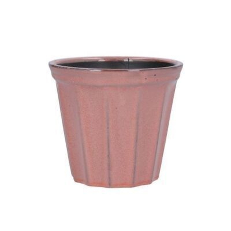Coral Ribbed Sml Ceramic Pot Cover By Gisela Graham